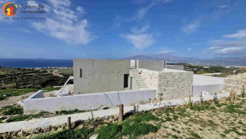 Kalamaki Kreta, Kalamaki ebenerdige Villa im Rohbau mit Panorama-Meerblick Haus kaufen